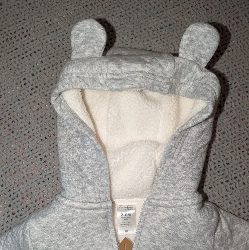 Sherpa Zip Up Jacket with Adorable Ears on Hood